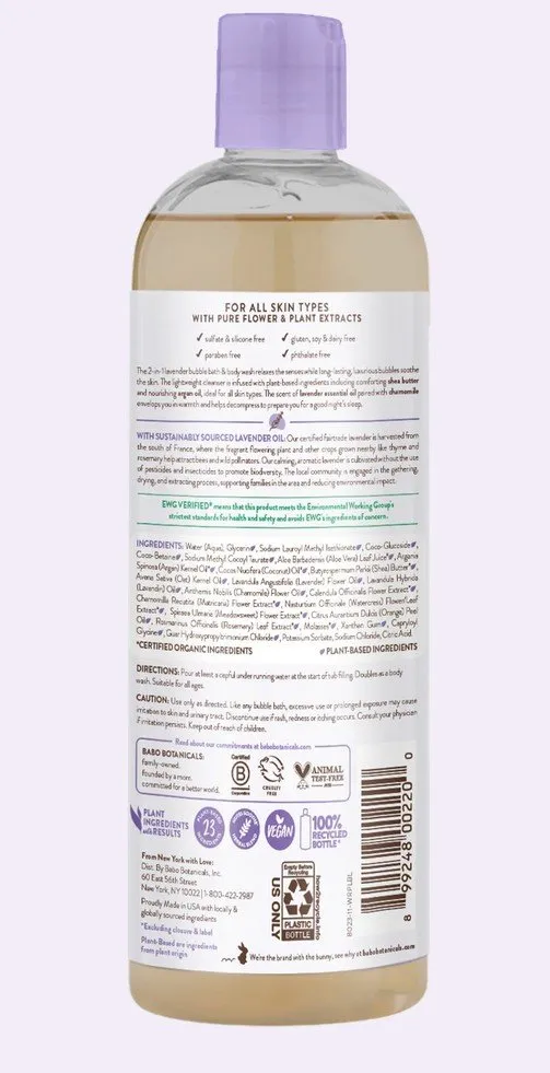 Babo Botanicals Calming Lavender Bubble Bath & Wash 15 fl oz Liquid