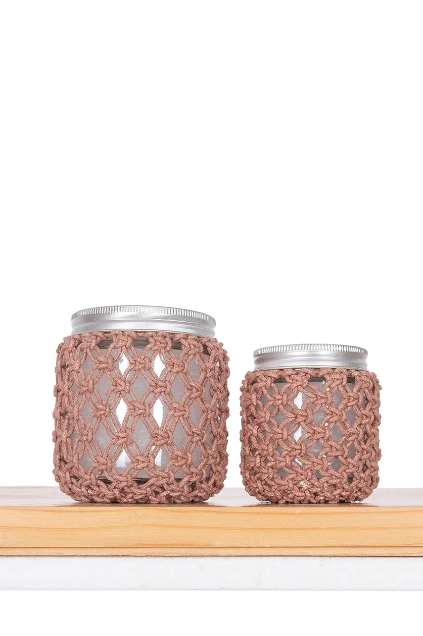 Classic Rose Hand-Knotted Candle Jar
