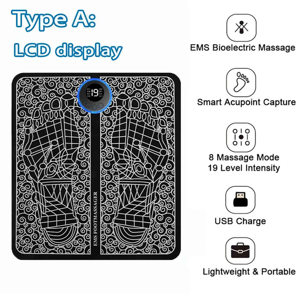 Electric EMS Foot Massager Pad Relief Pain