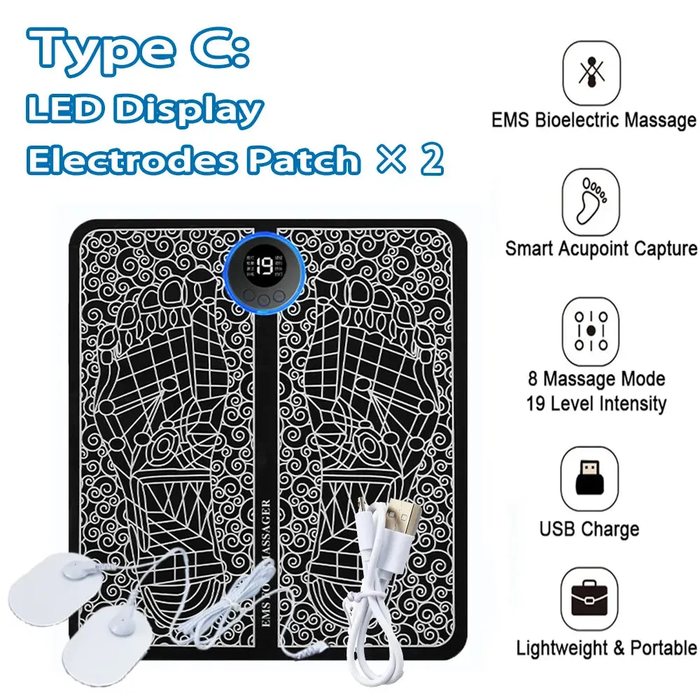 Electric EMS Foot Massager Pad Relief Pain