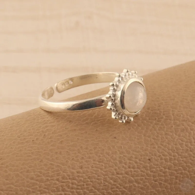 Round Gemstone sterling silver Ring