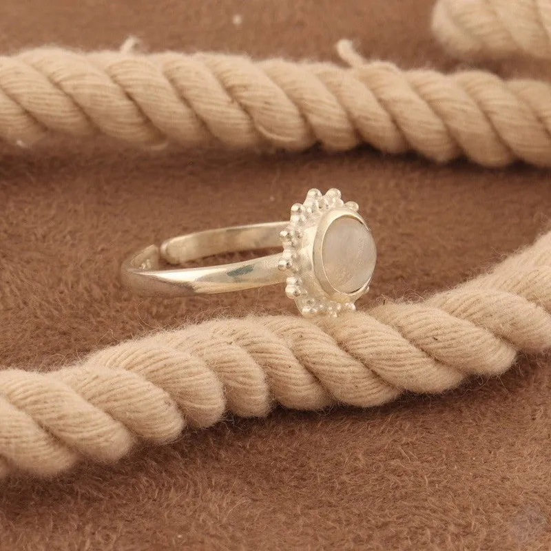 Round Gemstone sterling silver Ring