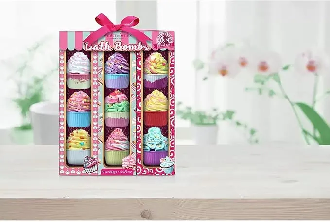 Winter in Venice Pamper Beautiful, Cupcake Bath Bombs, 9 Piece Set, 9 x 150g