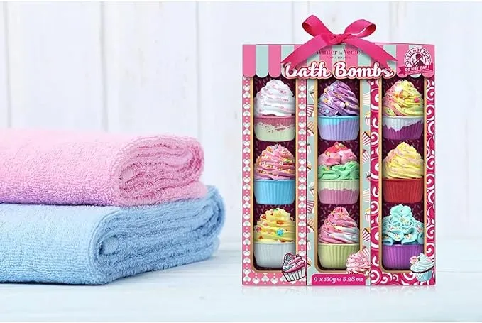 Winter in Venice Pamper Beautiful, Cupcake Bath Bombs, 9 Piece Set, 9 x 150g